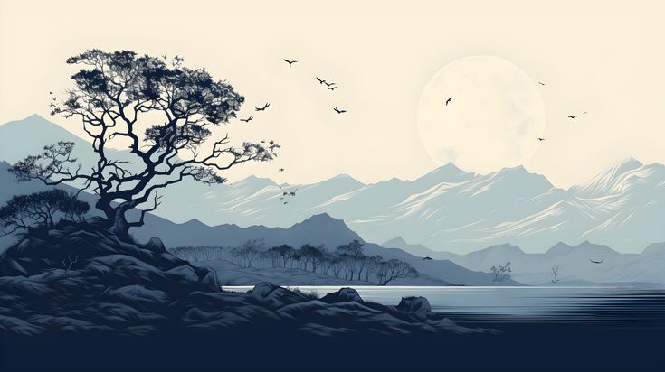 Illustration poster with vibrant color gradients